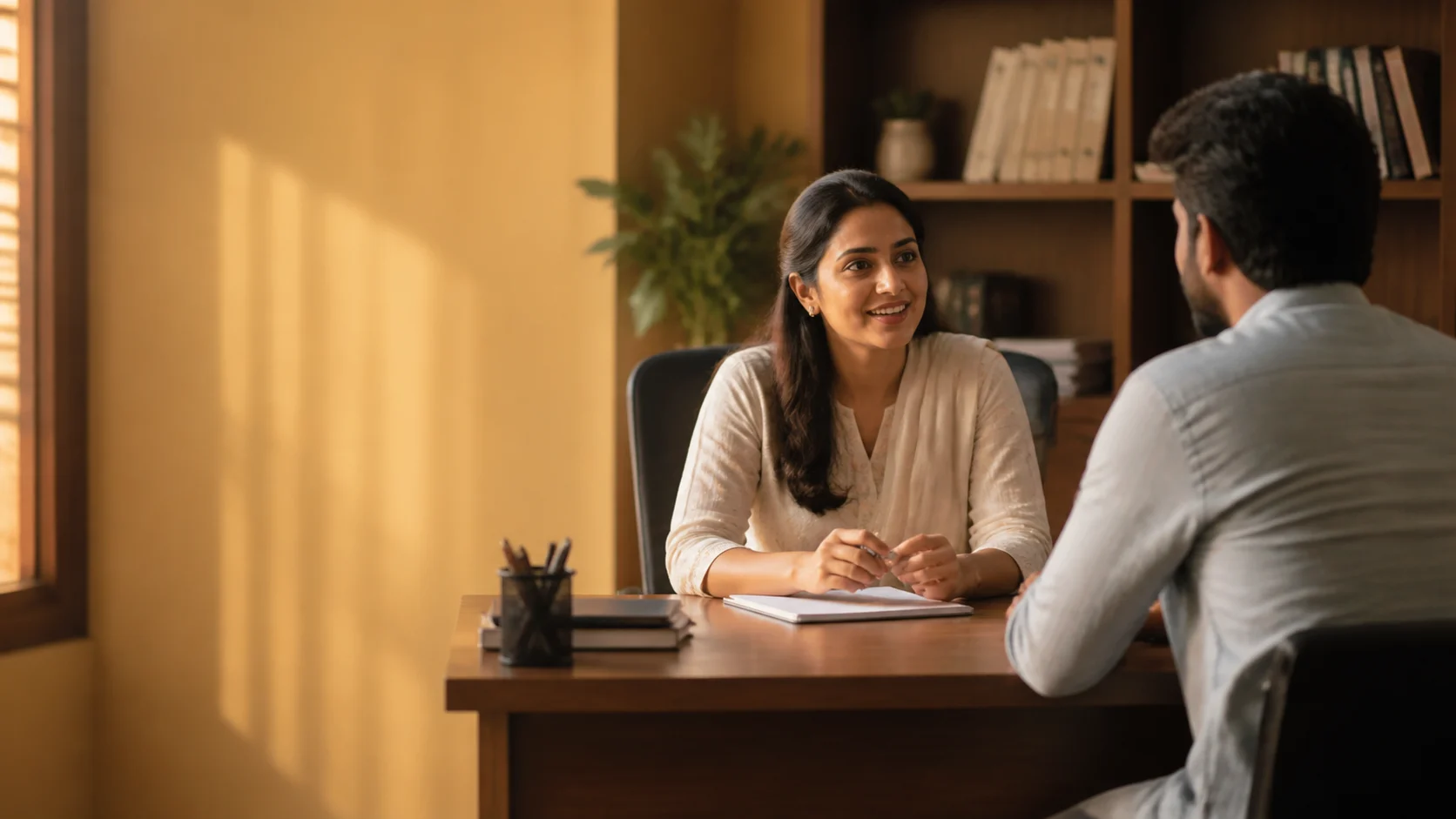 A local recruitment adviser speaking with a candidate