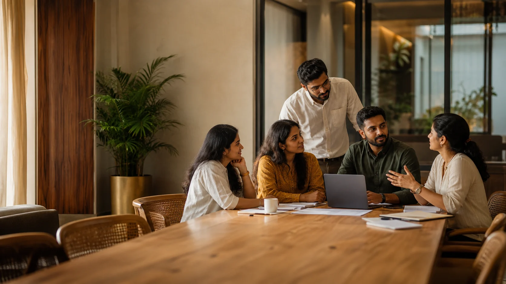 A recruitment team in a collaborative discussion